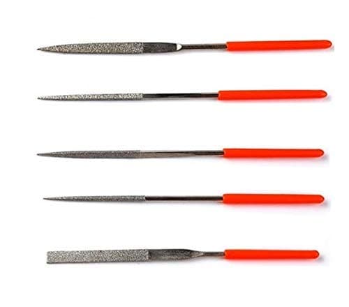 H9 Diamond Coated Needle File Set, 140mm, 5 Shapes with Soft Grip Handles, 3mm Shank for Metal Glass (H9-diamondfile-5inch-5IN1)
