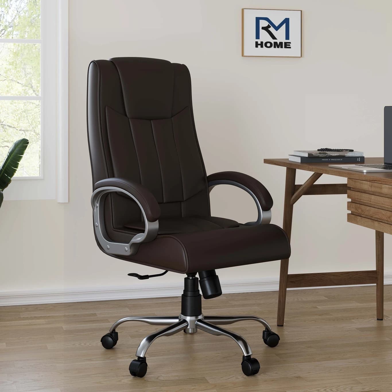 RM HOME Linea High Back Ergonomic Revolving Chair Fabric Office Adjustable Arm Chair (Beige, DIY(Do-It-Yourself))