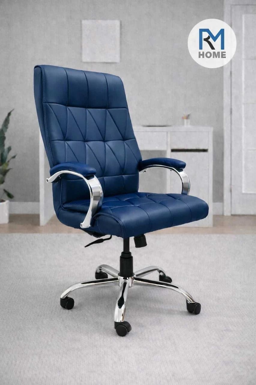 RM HOME Kevin Leather Office Adjustable Arm Chair (Navy Blue, DIY(Do-It-Yourself))(MkiviBi)