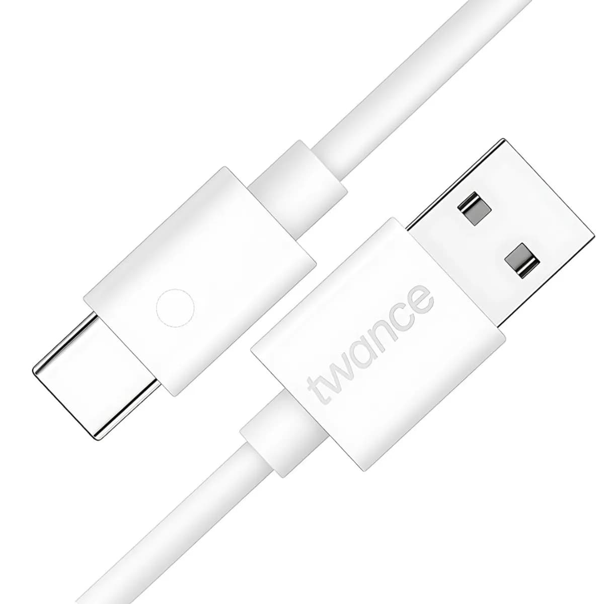 twance T24W PVC - Type C to USB charging and data sync Cable, 2 Meter Length, White color
