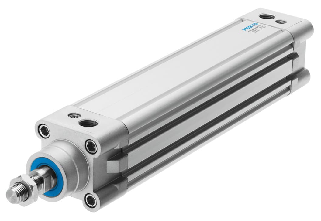 FESTO DNC-50-PPV-A ISO 15552 double acting pneumatic cylinder with 50 mm bore and adjustable cushioning for industrial automation.