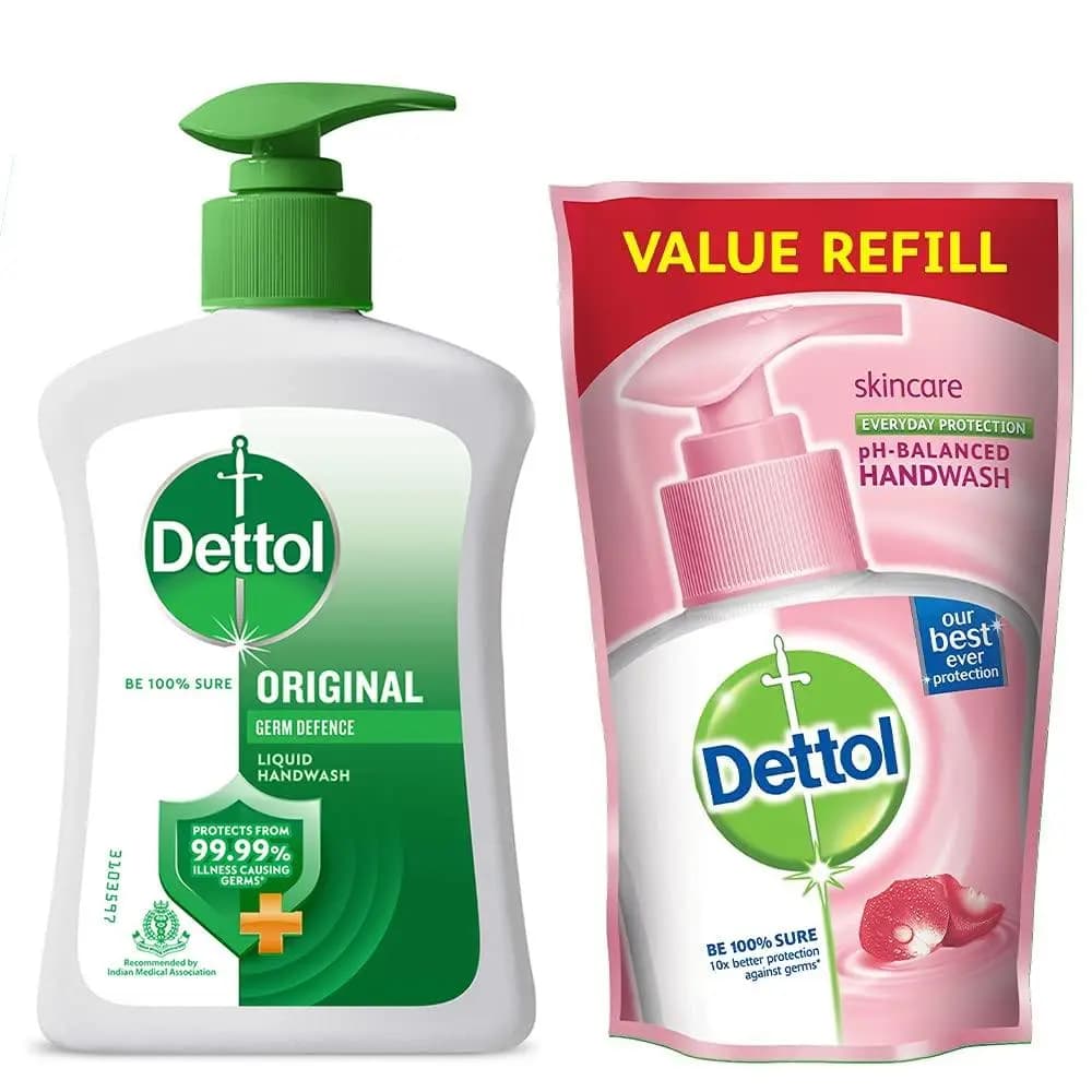Dettol Liquid Handwash Original Germ Protection (200ml) with Free Liquid Handwash (175 ml) Pack of 2 Set