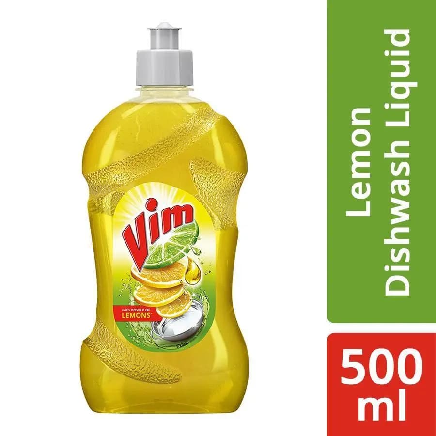 Vim Dishwash Liquid Gel Bottle Lemon (500 ml) [Pack of 5]