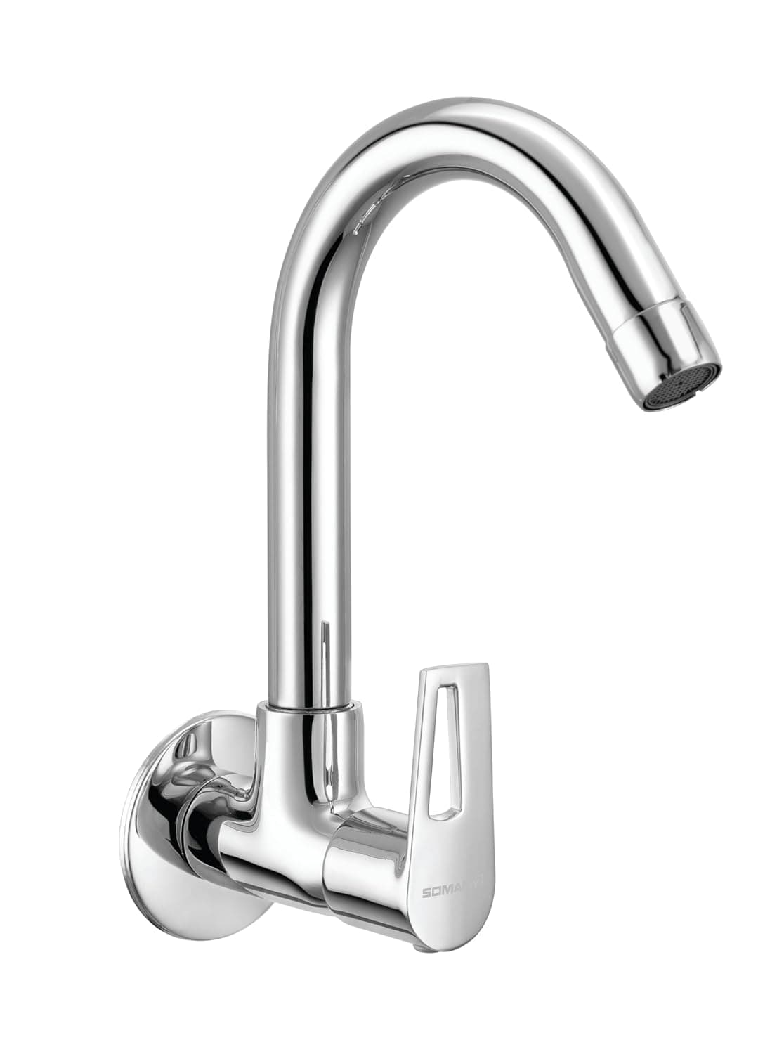 Somany Jupiter Sink Cock with Swinging Spout | Swivel Spout | Premium Chrome Finish | Brass Body | Oxi Stream(272211420031)