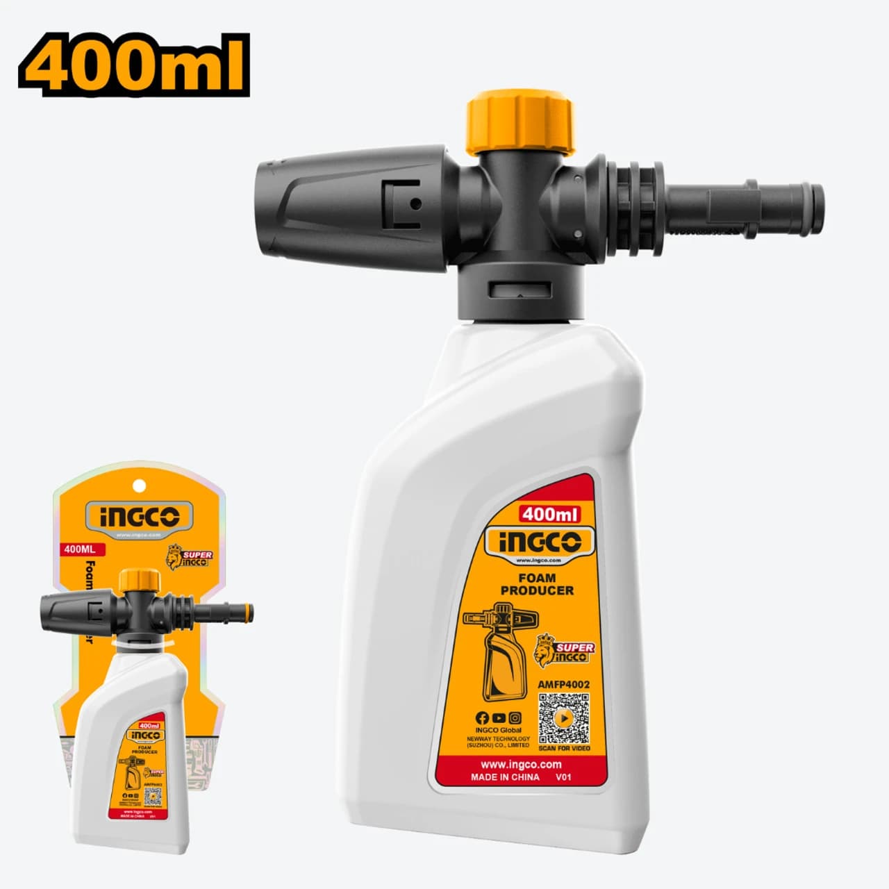 INGCO 400ml Foam Producer for High Pressure Washers with Adjustable Spray(AMFP4002 )