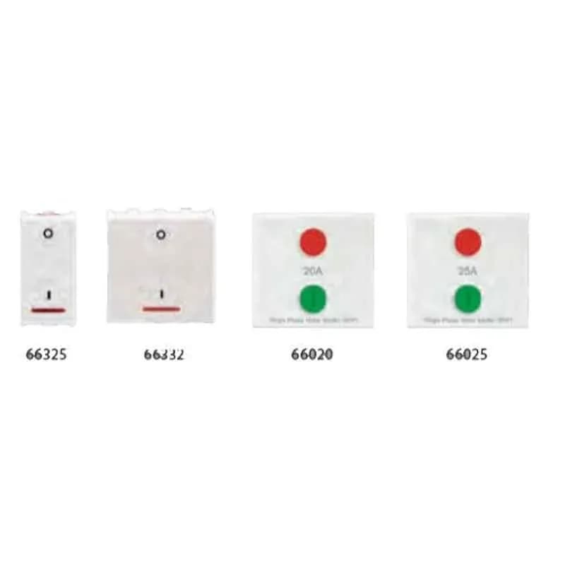 Anchor Roma Urban 25A 2 Module Single Phase White Motor Starter Switch 66025 (Pack of 10)