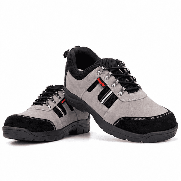 Kavacha Suede Leather Steel Toe Safety Shoe RN 502 Grey Rubber Sole (Plus Size) (Rn502)(size-6)