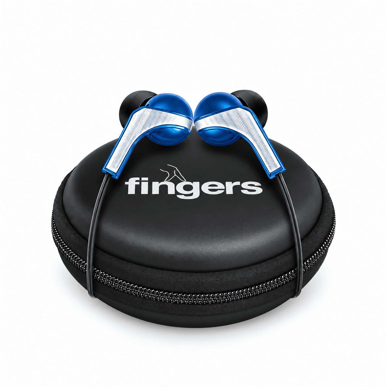FINGERS SoundBoomerang Wired in-Ear Earphones with Mic (Bundled with Free Zip Carry Case & Golden L-pin Connector) (Imperial Blue + Silver)