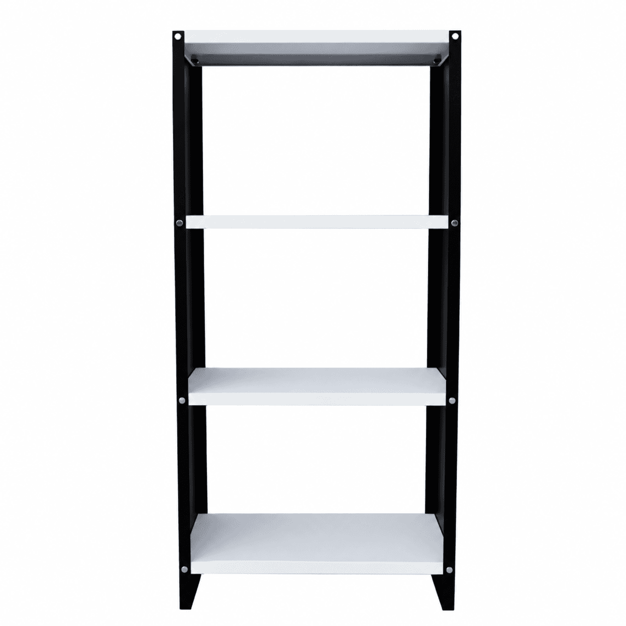 Menage 48x23x12 Inch 4 Shelf Metal Black and Ivory Solid Metal Rack