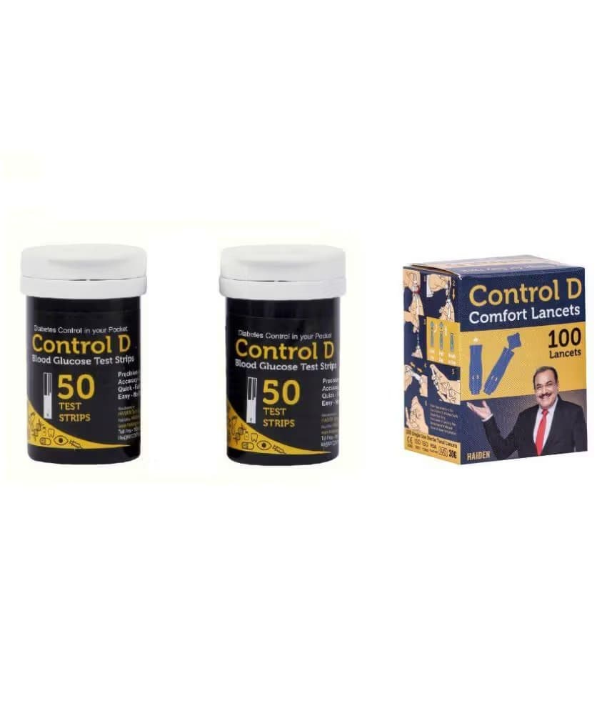 Control D Test Strips, 100 Count (Black) For control d Glucometer (Cntrol d100+100 lanc)