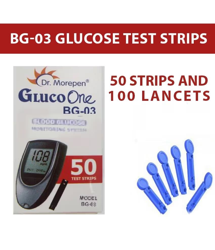 Dr. Morepen 50 Sugar Test Strips And 100 Lancets Bg03 (Moepn50-100lancet)