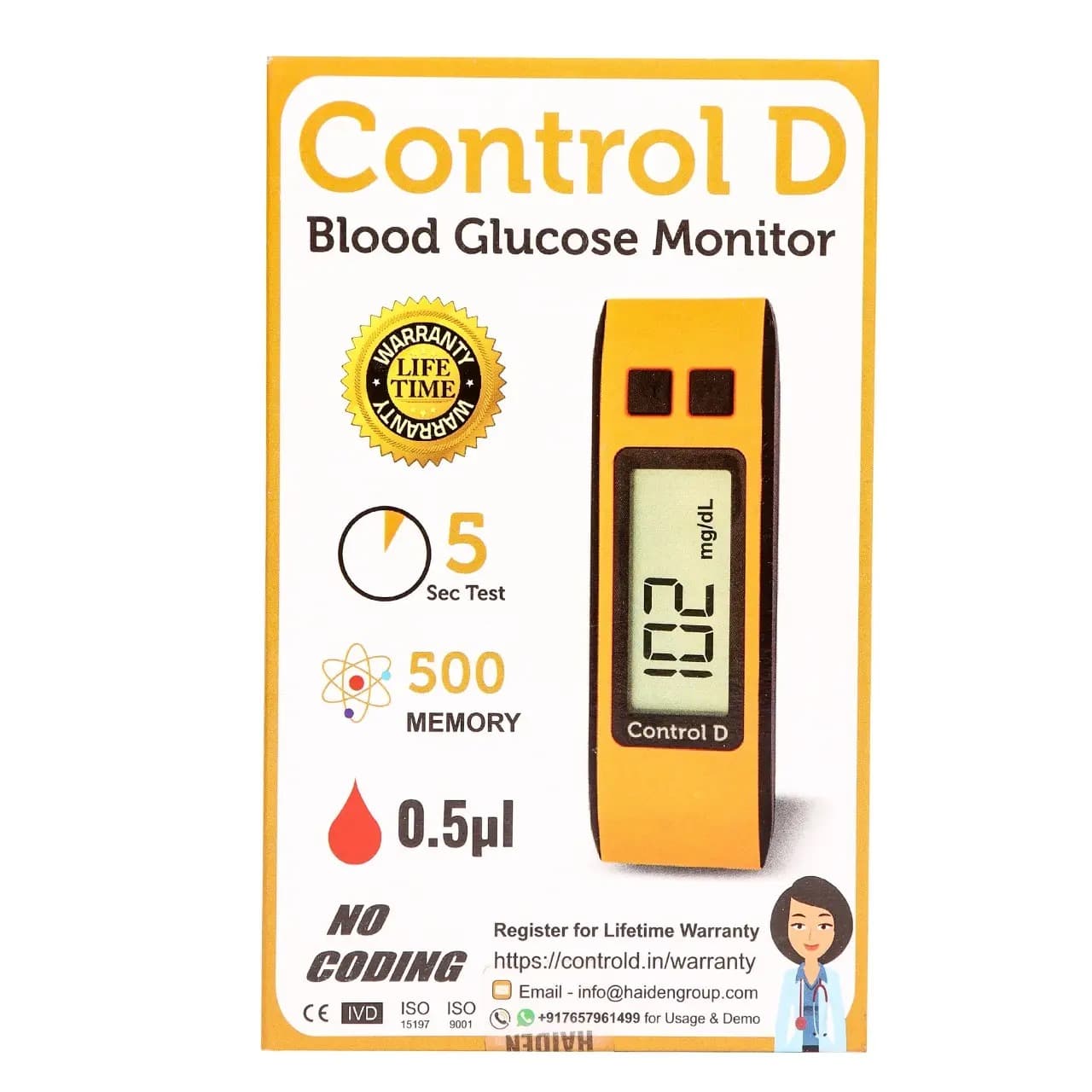 Control D Blood Glucose Monitor (Pack of 25 Strips, Black)( Cntrold-metr25)