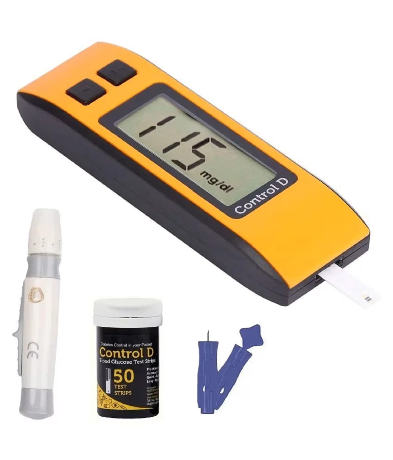 Control D Blood Glucose Monitor (Pack of 50 Strips, Black) (Controld-meter50)
