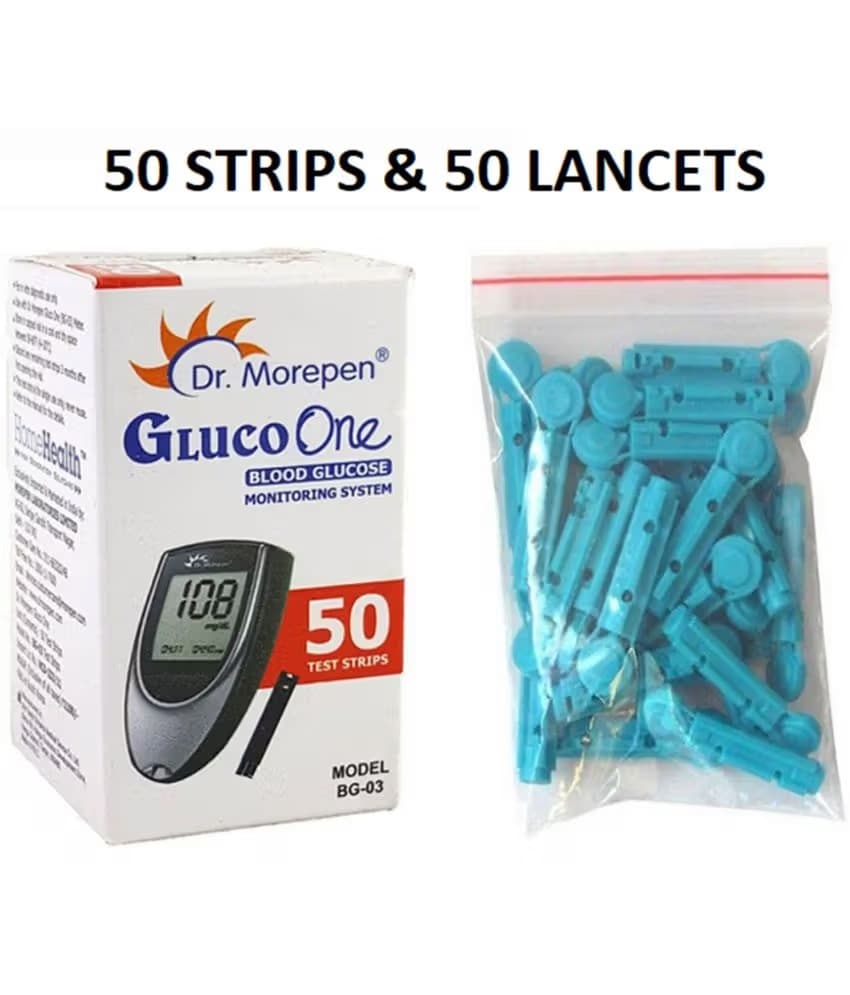 Dr. Morepen BG-03 Blood Glucose Test Strips, 50 Strips (Morpen50-50 lancet)