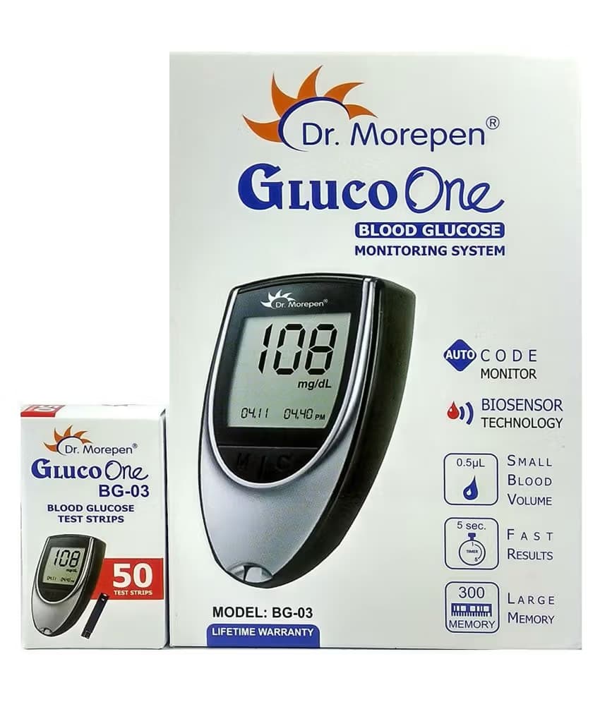 Dr. Morepen BG03 Glucometer & 50 Sugar Test Strips (Morepen-meter with50)