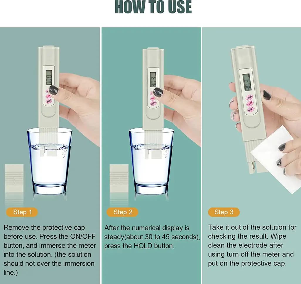 ACU-CHECK Digital TDS Meter Water Tester, PPM Water Quality Tester Measuring Range 0-9999ppm, (TDS_Meter_1)