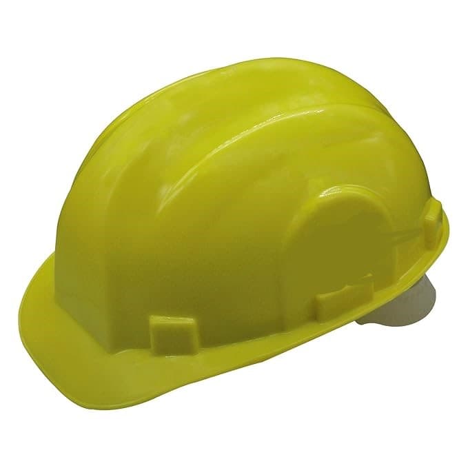 Yellow Without Rachet Heavy Duty Safety Hard Hat - High-Impact ABS Shell Construction Helmet - Secure Fit Chin Strap and Moisture-Wicking Swea