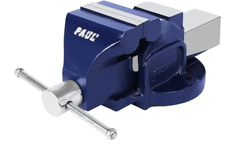PAUL, Bench Vice Mechanic Heavy Duty 5" with Hardened Jaw | Ideal for hammering, chipping & other tough applications| Rigid & Robust| Jaw Width: 125 m(Bench Vice Mechanic Heavy Duty 5")