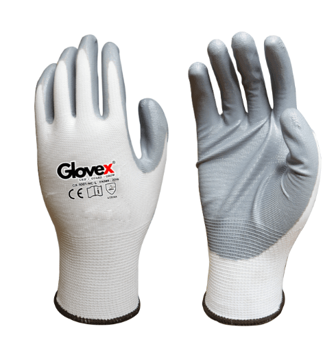 GX-1001-NC White Grey Nitrile Coated Gloves(Pack of 600 pairs)