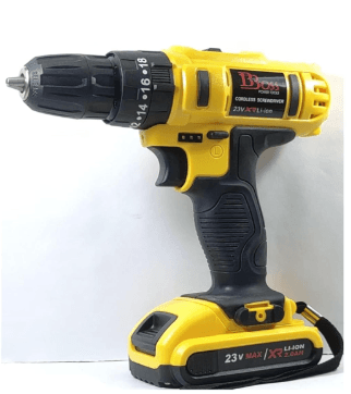 BOSS Professional & Home Cordless Heavy Duty Drill Machine With Accessories 10 MM23 VOLTS 1300 RPM,Yellow & Black