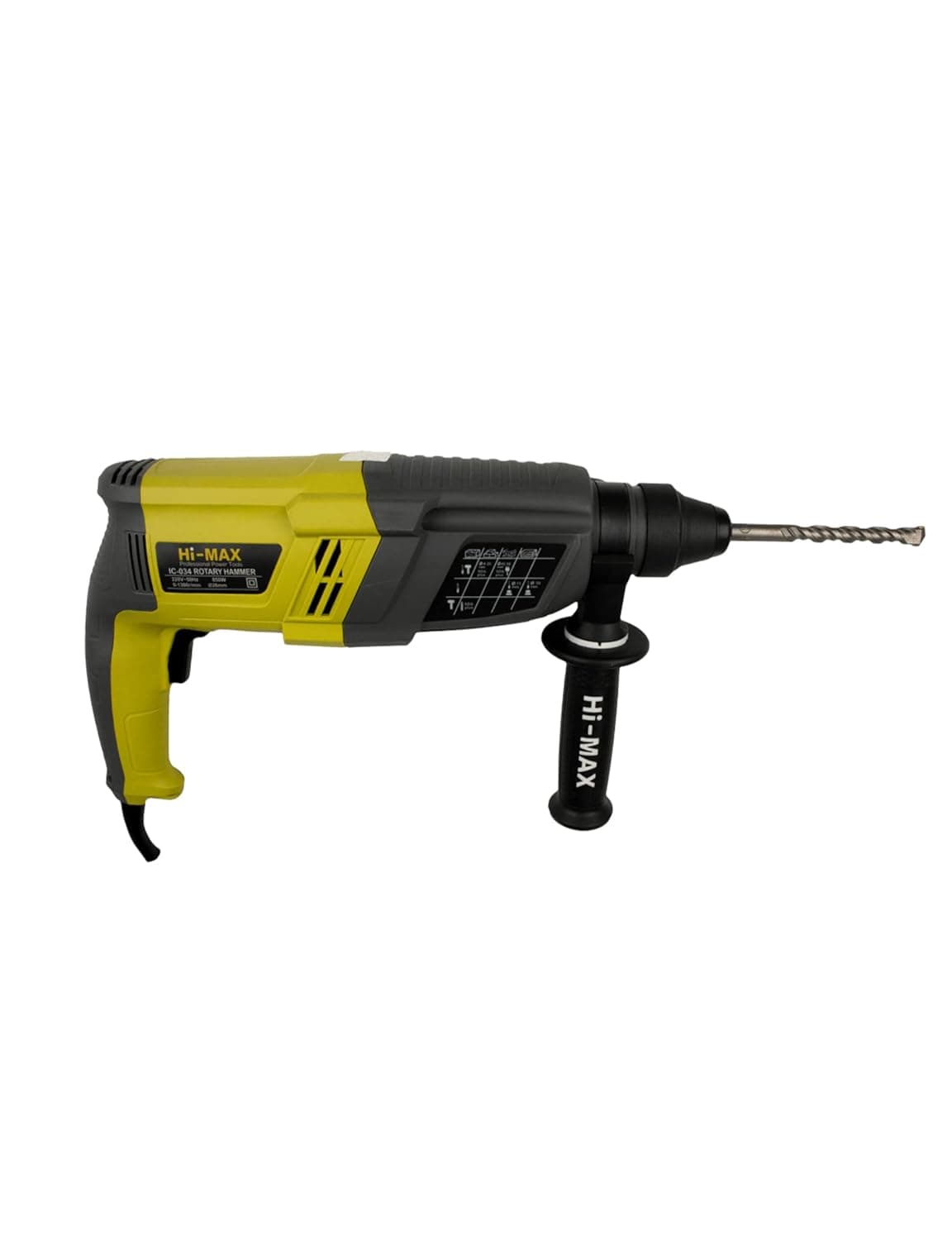 Hi-Max Rotary Hammer 26MM, 800W, 2600 RPM, 220/240V, 50/60Hz, 26MM Chuck, Switch Lock, Reverse/Forward, Includes Case, 1 Unit, Pencil Style