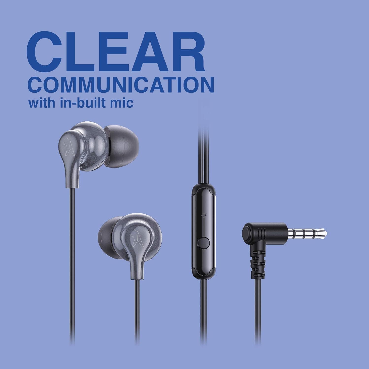 FINGERS SoundBoss Wired Earphones (with in-Built Mic, Sturdy Cable and L-pin Connector)- Dark Silver