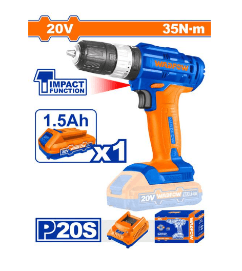 Wadfow 20V Li-ion Cordless Impact Drill Product focal point
