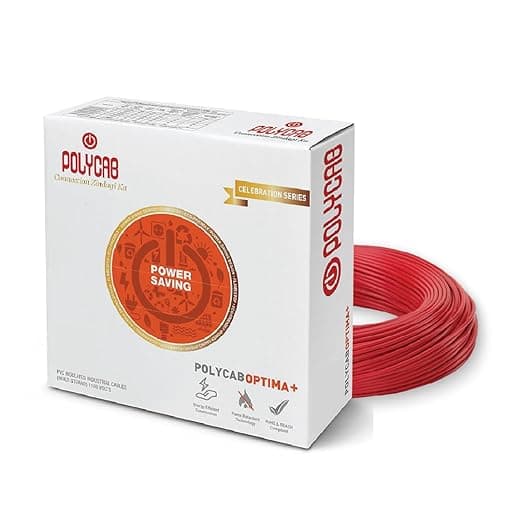 Polycab Optima+ 1 Sq.mm Flame Retardant Lead Free (FRLF) House Wire 90 Meter ,Red