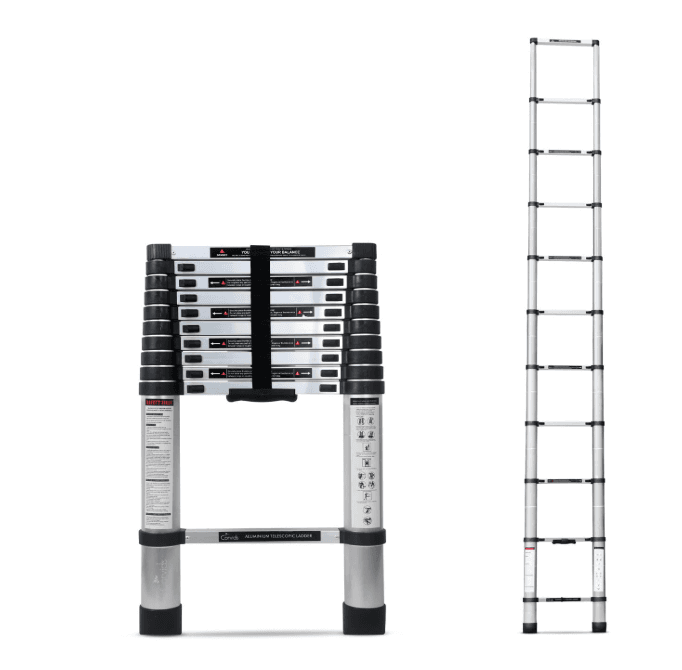 Corvids 3.2m (10.5 feet) Portable & Compact Aluminum Telescopic Ladder | 2-Year Warranty | EN131 Certified 11-Steps Foldable Multipurpose Step Ladder for Home & Outdoor use