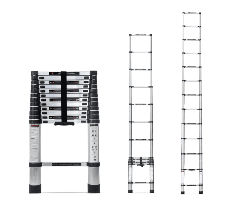 Corvids 3.8m (12.5 feet) Portable & Compact Aluminium Telescopic Ladder | 2-Year Warranty | EN131 Certified 13-Steps Foldable Multipurpose Step Ladder for Home & Outdoor use