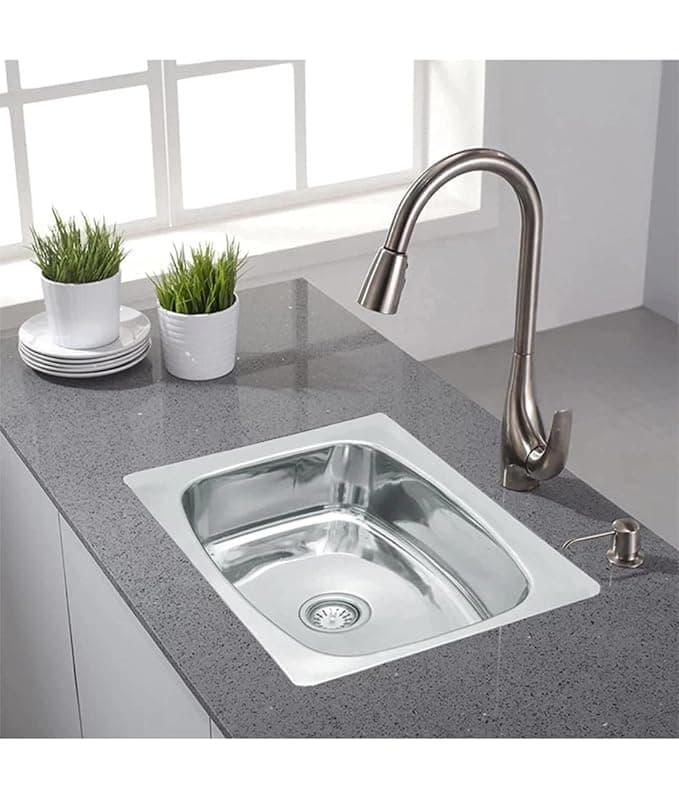 The Sink Shop Handmade Stainless Steel Single Bowl Kitchen Sink | 24 Inch Satin Finish | Luxury Modern Design
