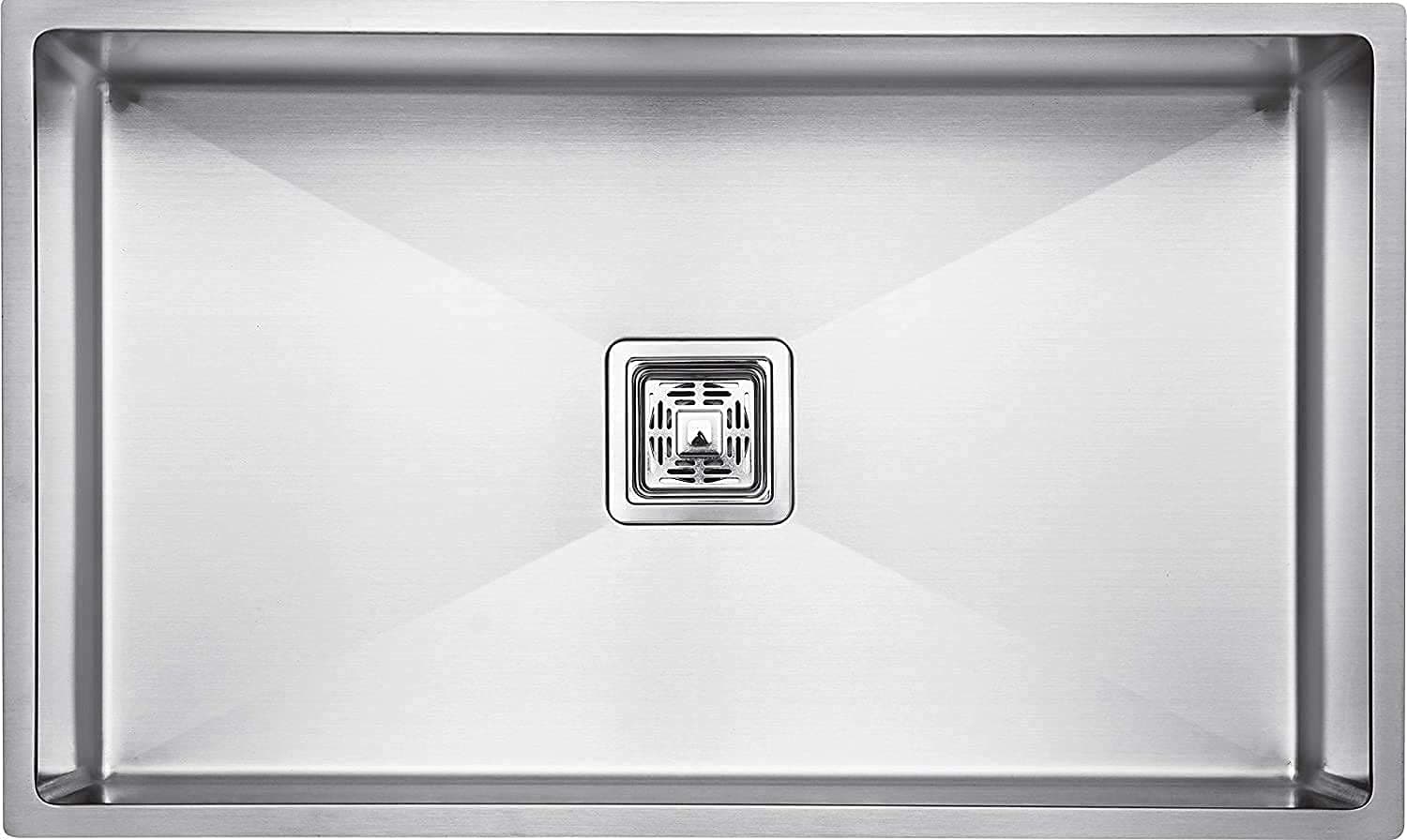 THE SINK SHOP 304 Stainless Steel Kitchen Sink 27 x 20 x10 Matt Finish Single Bowl Kitchen Sink with Nanocoated Undercoating, Sound Dampening |Square Coupling and Metal Fruit Basket
