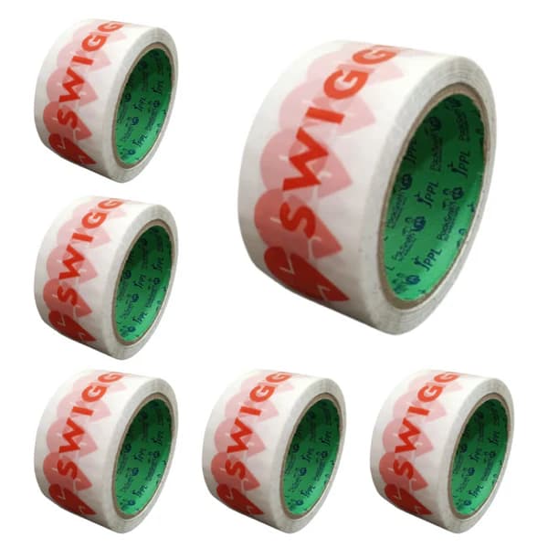 Swiggy Food Packaging Tape | Very Strong Adhesive Tape For Small Food Business | (2 Inch X 65 Meter) - White (PACK OF 6)