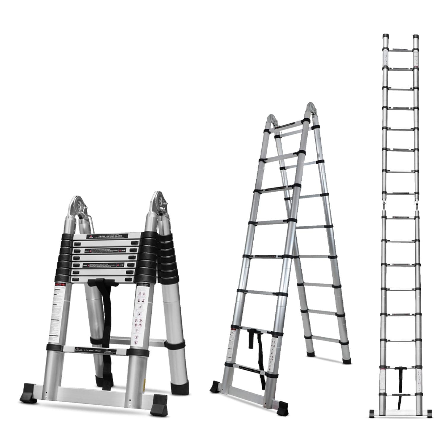 Corvids Portable and Compact 22 feet A Type Aluminium Telescopic Ladder with 16 Steps | 2-Year Warranty | for Household and Outdoor Use EN131 Certified (22 ft (6.6 m) - A Type)