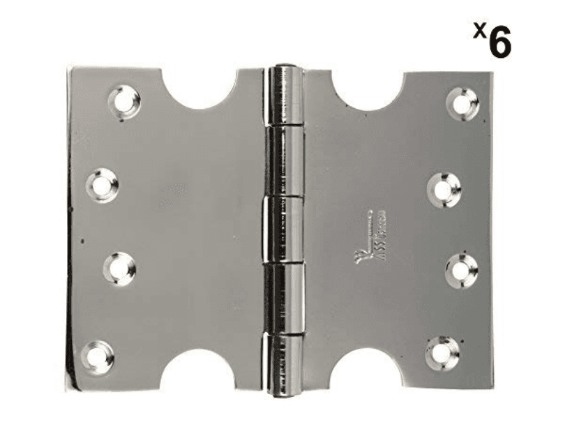 ssiskcon 4" Inch 12 Gauge/Pack of 6 Hinge 5" Inch Obstacle Gap Stainless Steel C-Type Parliament Door Hinges Glossy Finish Normal Movement Classic Series