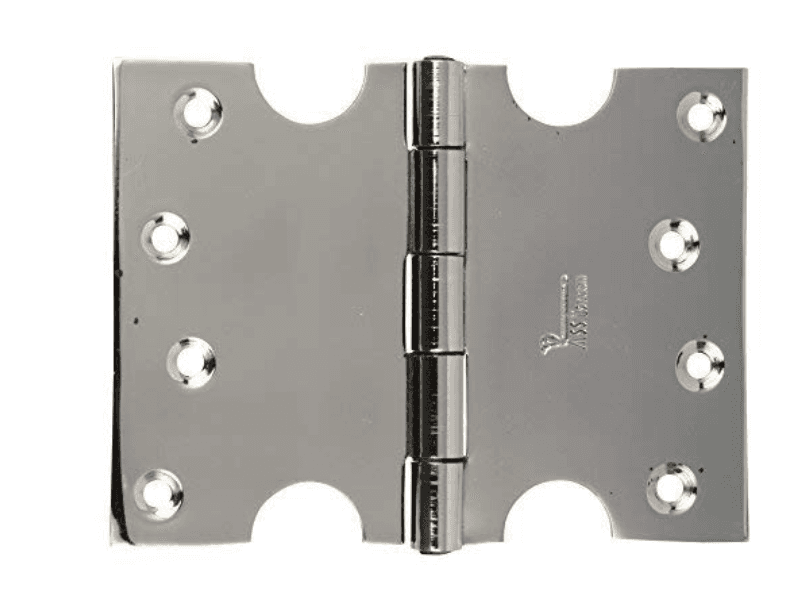 ssiskcon 4" inch 12 Gauge Pack of 6 Hinge 4" inch Obstacle Gap x 7" Inch Total Width Stainless Steel C-Type Parliament Door Hinges Glossy Finish Normal Movement Classic Series