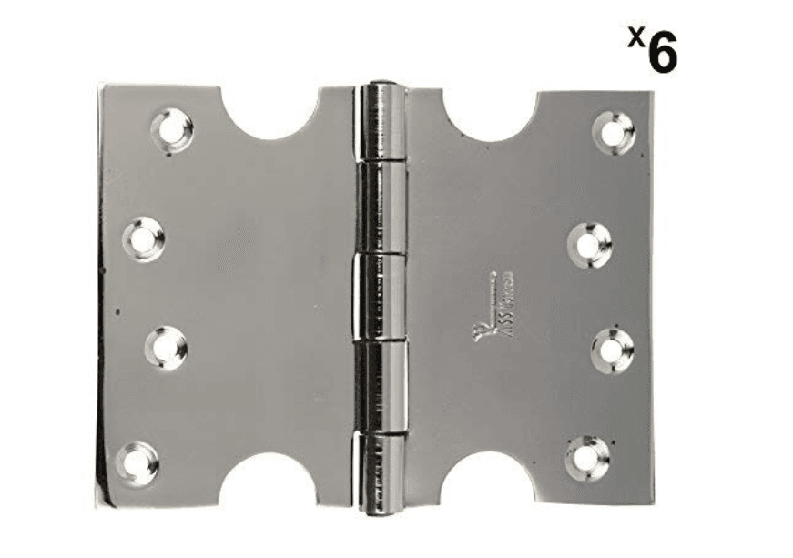 ssiskcon 4" inch 12 Gauge Pack of 6 Door Hinge 3" inch Obstacle Gap x 5" Inch Total Width Stainless Steel C-Type Parliament Glossy Finish Normal Movement Classic Series