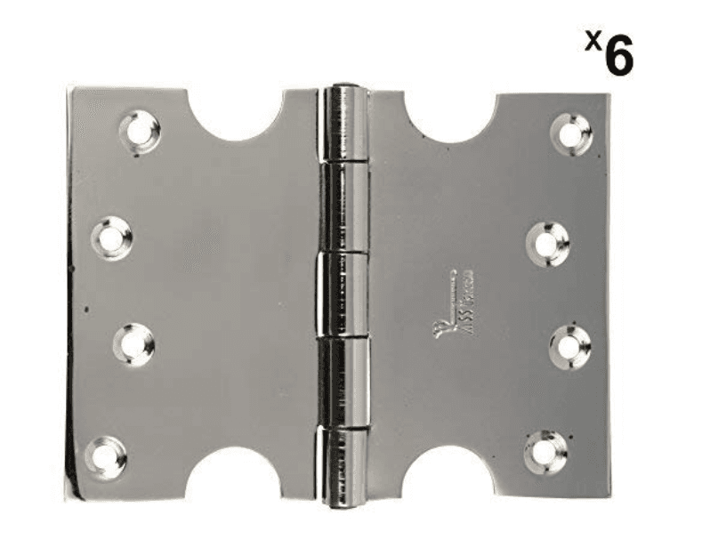 ssiskcon 4" inch Length 12 Gauge 2" inch Obstacle Gap x 4" inch Total Width Stainless Steel C-Type Parliament Door Hinges Glossy Finish Normal Movement Classic Series Pack of 6 Hinge