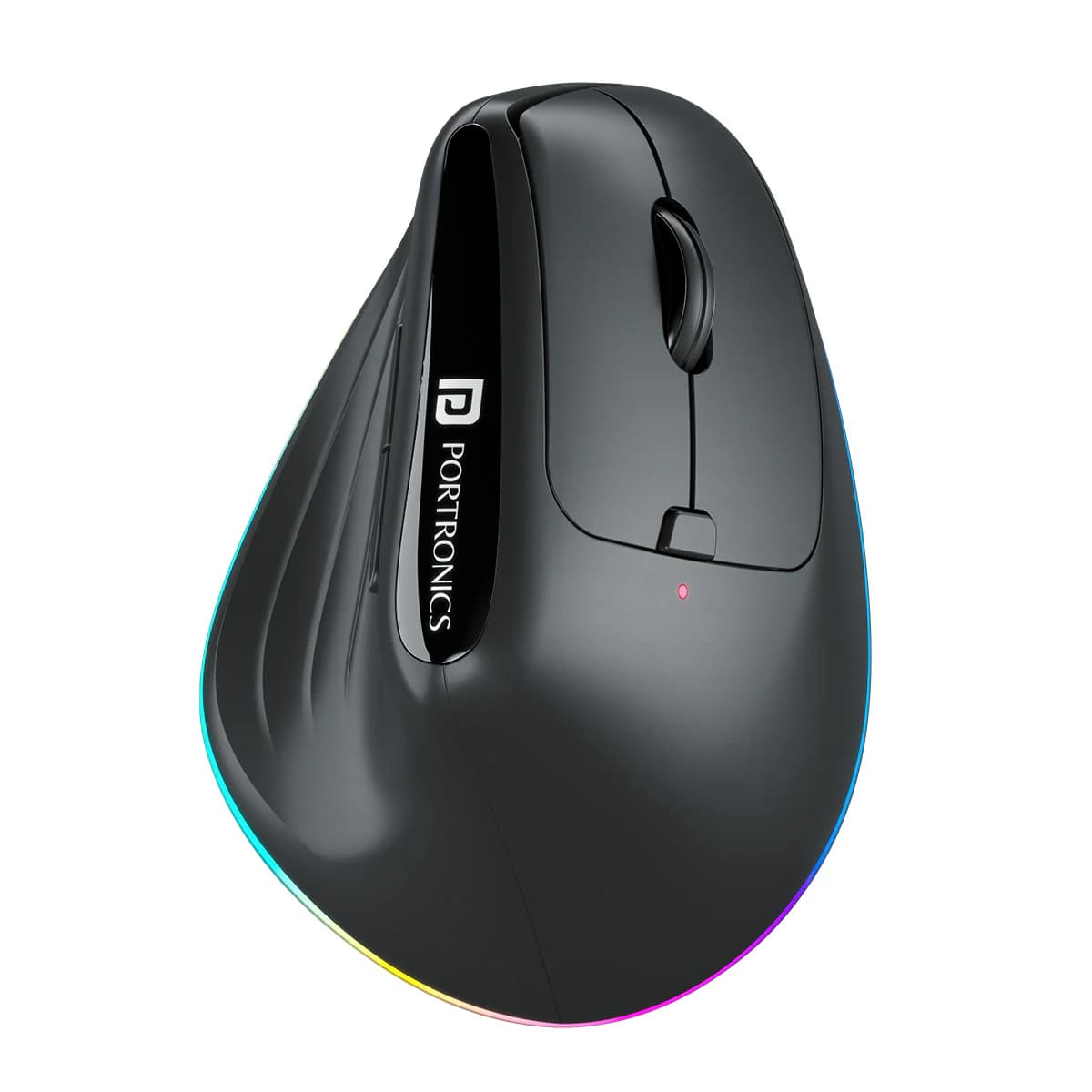 Portronics Toad Ergo 3 Ergonomic Wireless Mouse with RGB, 2400 DPI, Dual Mode BT & 2.4GHz Connectivity, Rechargeable Battery, 6 Buttons, Adjustable DPI (Black)