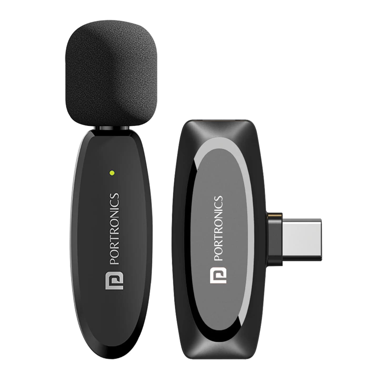 Portronics Dash 7 Ai Omnidirectional Type C Wireless Microphone, Noise Cancellation, Plug & Play,Wireless Mic for Video Recording(Black)