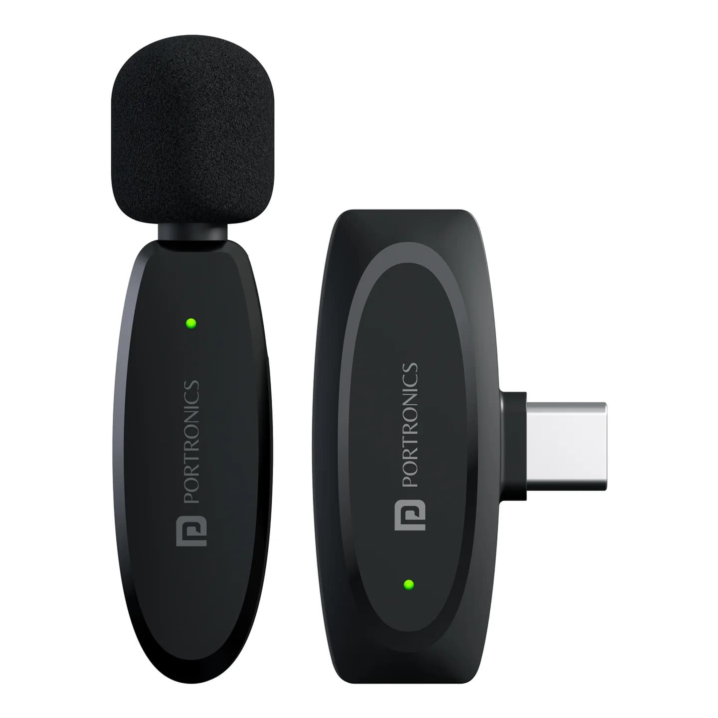 Portronics Dash 7 Ai Omnidirectional Type C Wireless Microphone, Ai Enabled Noise Cancellation, Plug & Play, Lapel Wireless Mic for Video Recording(Black)