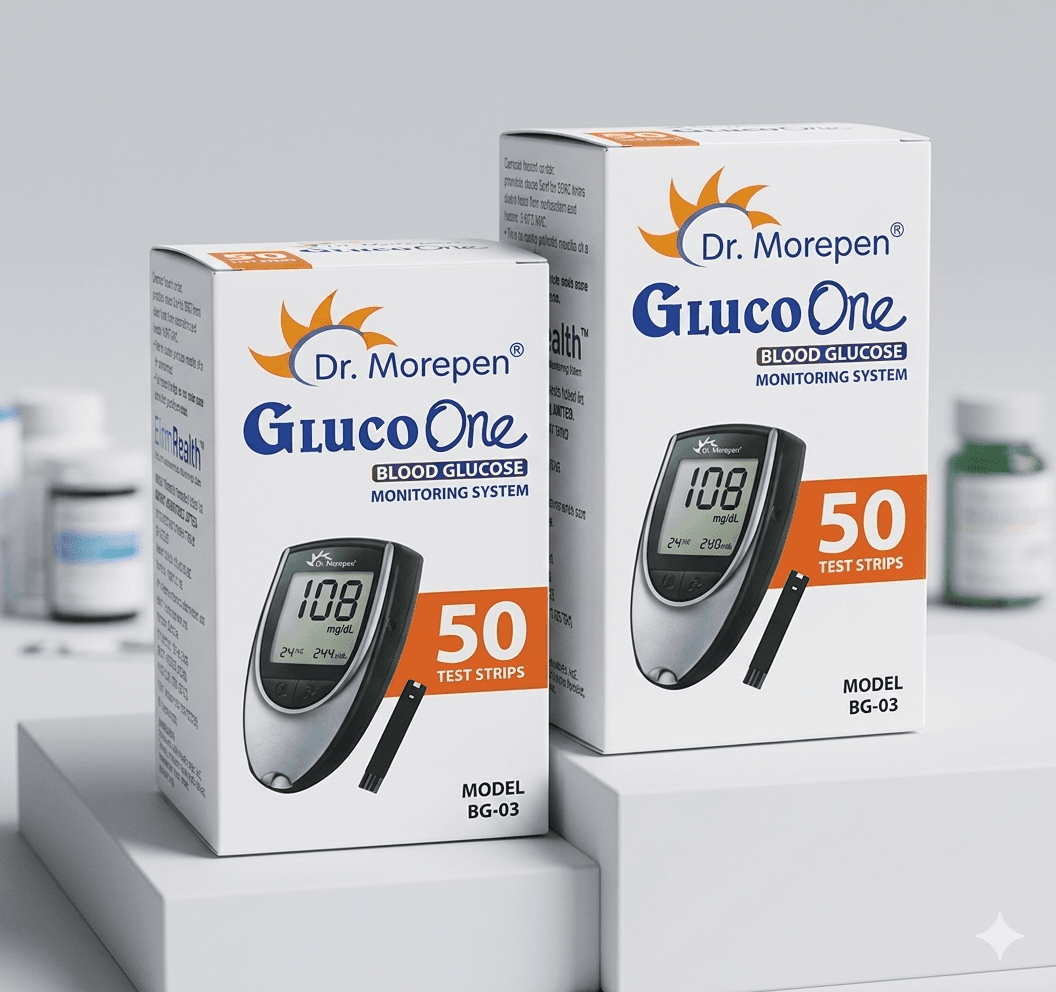 Dr Morepen BG03 Glucose Test Strips Product focal point