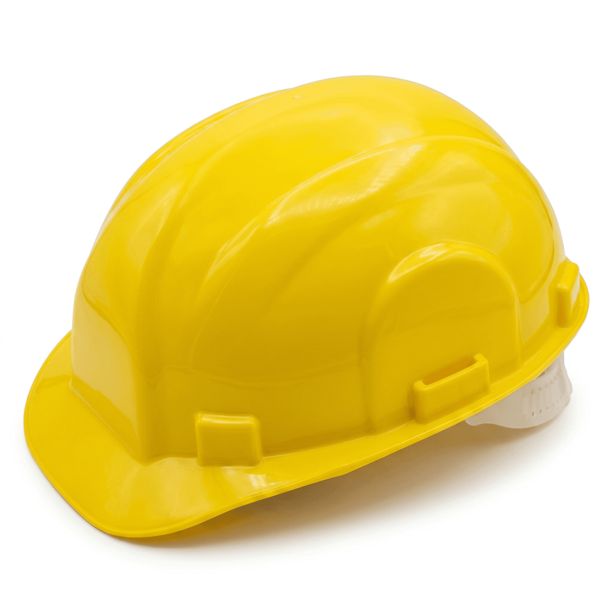 Yellow Rachet Heavy Duty Safety Hard Hat - High-Impact ABS Shell Construction Helmet - Secure Fit Chin Strap and Moisture-Wicking Sweatban
