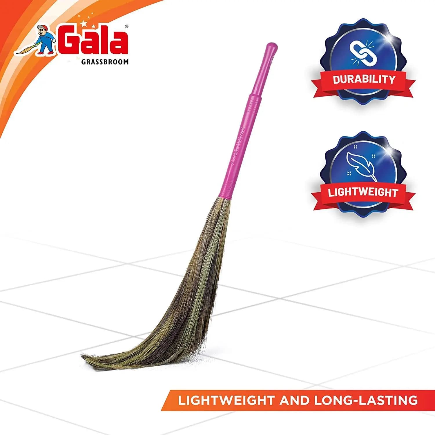 Gala King Kong Long-Lasting Grass Floor Broom with Ergonomic Handle(1 PCS)