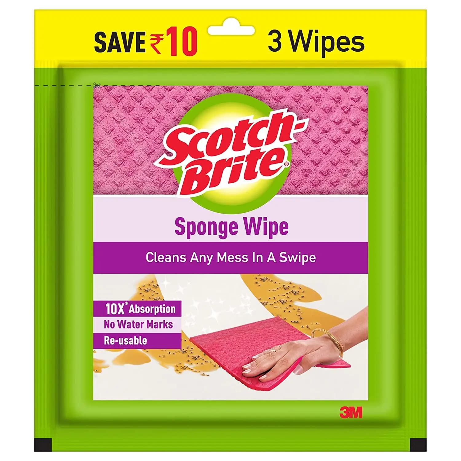 Scotch-Brite Multi Purpose, Easy to Use kitchen Cleaning Sponge Wipe – Pack of 3