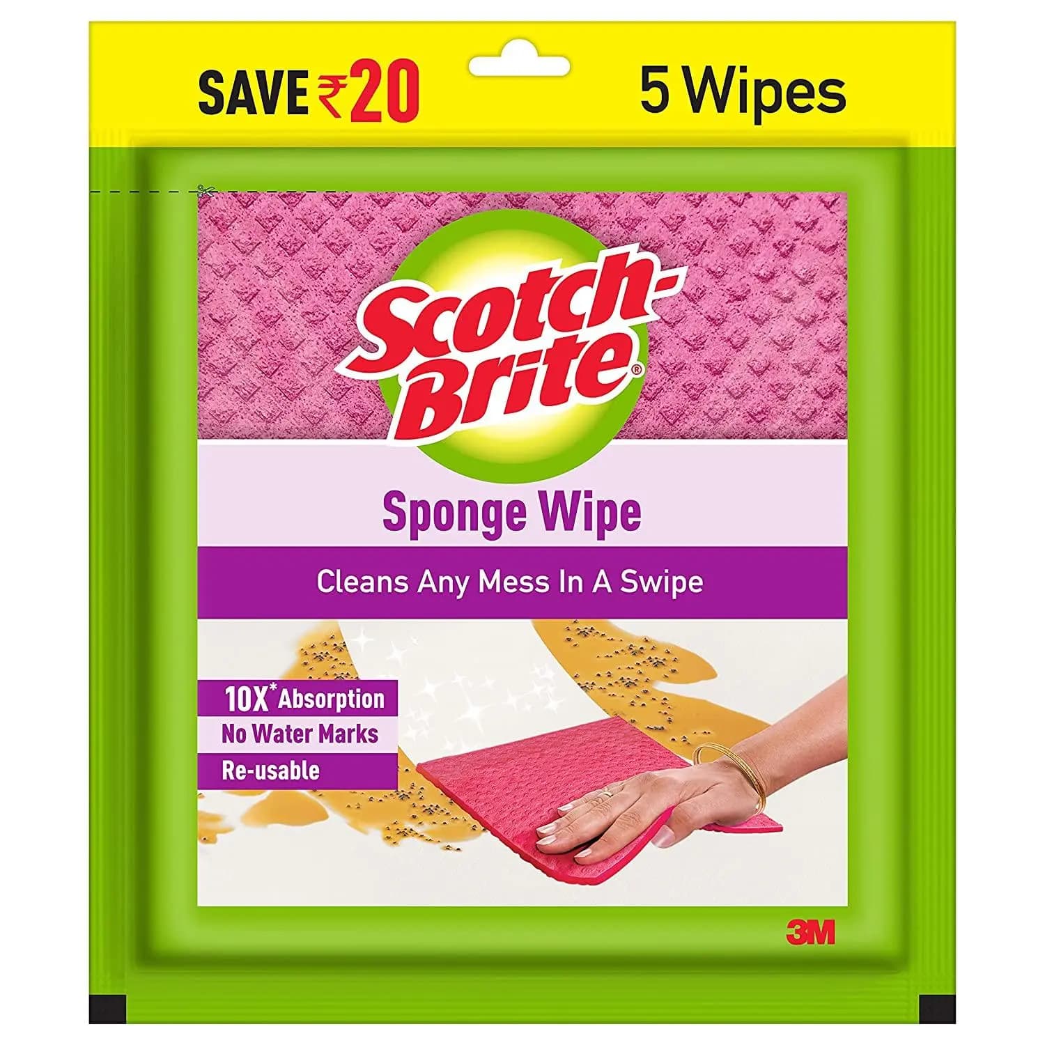 Scotch-Brite Multi-Purpose, Easy to Use kitchen Cleaning Sponge Wipe – Packs of 5