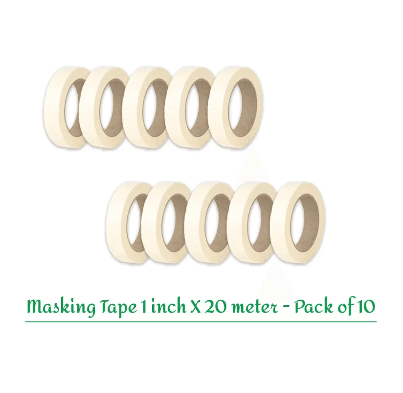 Adhesive Masking Tape 24mm, 1 Inch X 20 Meter - Pack of 10