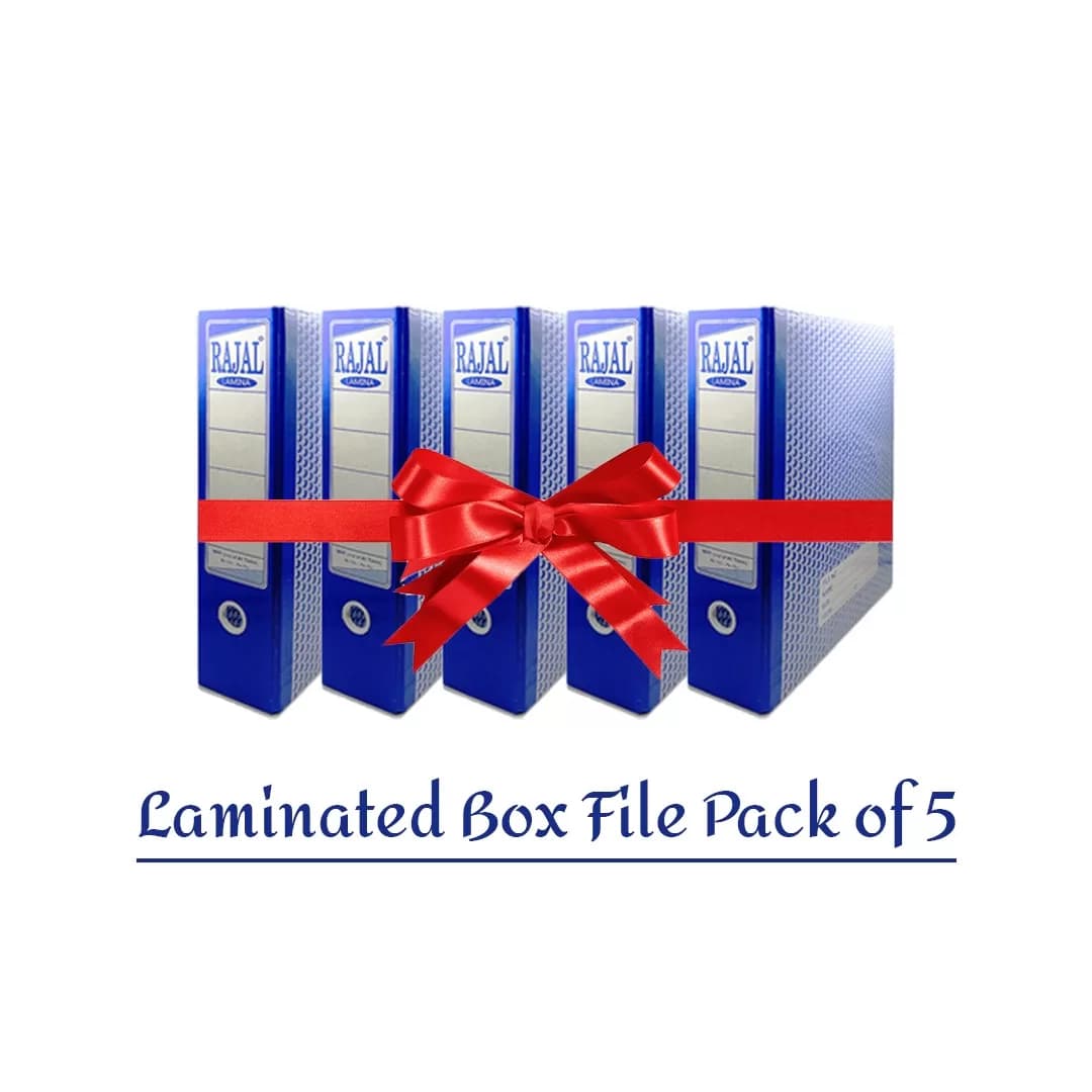Laminated Office Lever Box File, Blue Document Organizer for A4 Legal and Letter Size Papers(pack of 5)