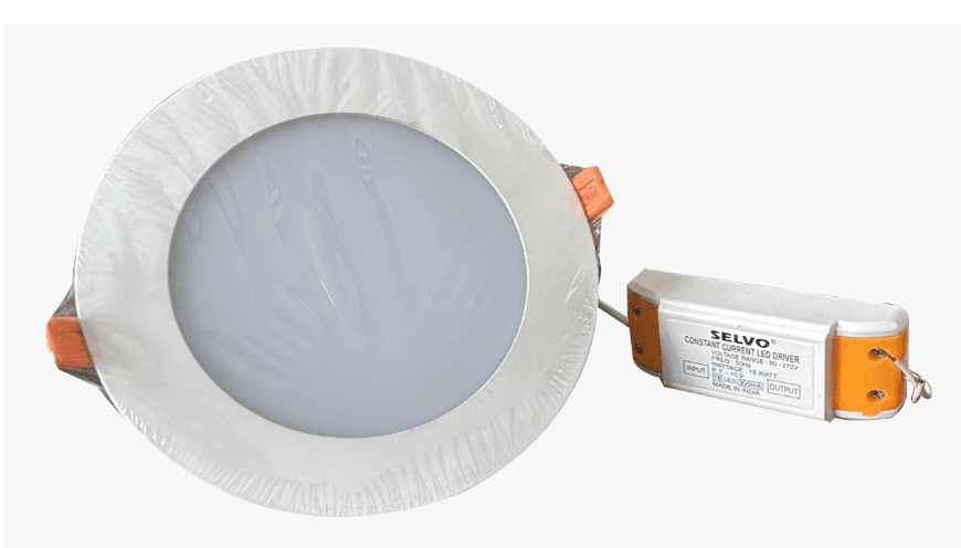 SELVO 18W LED Round Panel Light with Aluminum Base | Slim Recessed Ceiling Downlight | Cool Daylight 6500K | Energy Efficient False Ceiling Light for (SELVO 18W LED)