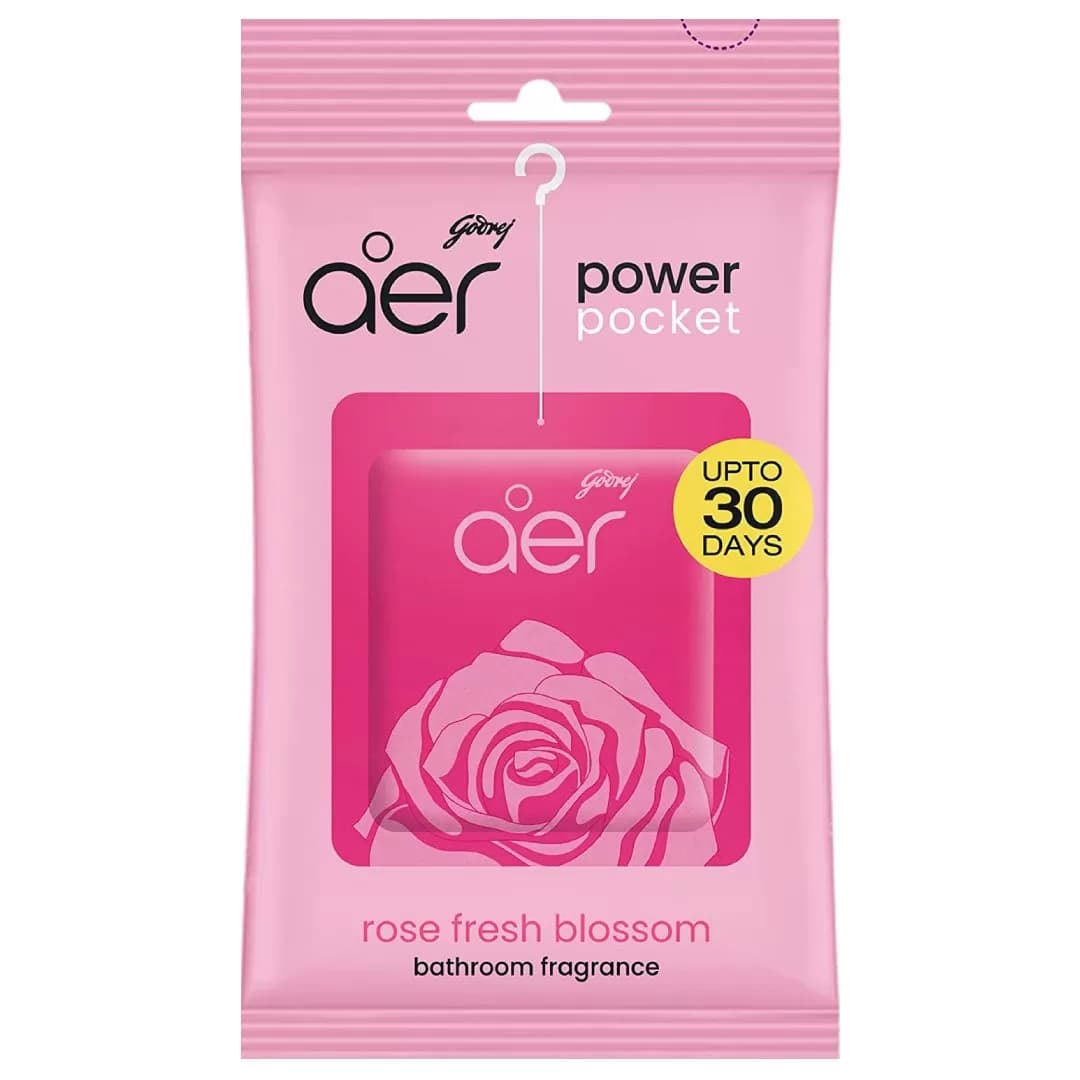 Godrej aer Power Pocket Air Freshener – Rose Fresh Blossom (10g) – 5 Piece